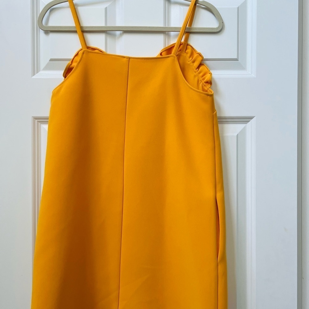 TopShop size 4Vibrant Yellow Ruffle Dress with stretch - Picture 4 of 6